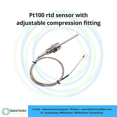 Pt100 rtd sensor with adjustable compression fitting