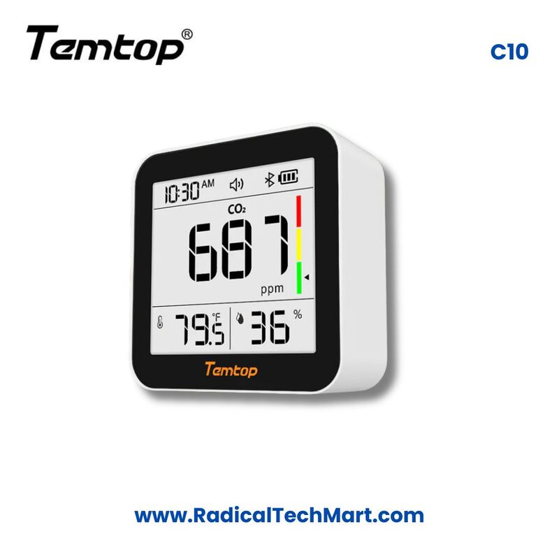 Temtop C10 CO2 Monitor 2nd Gen with E-Ink Display