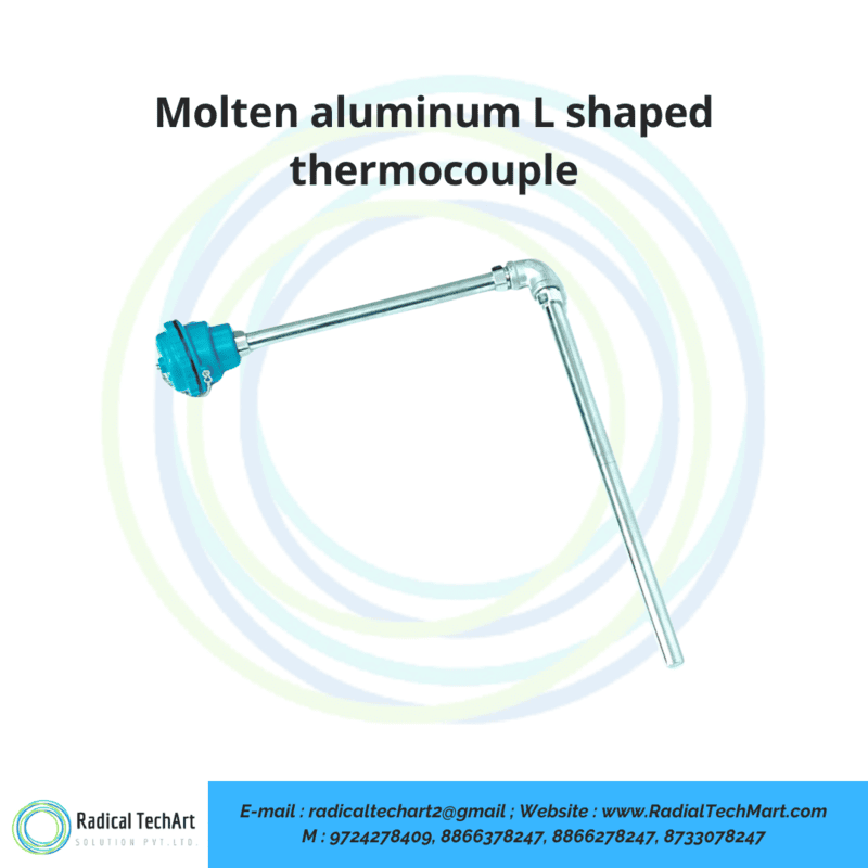 Molten aluminum L shaped thermocouple