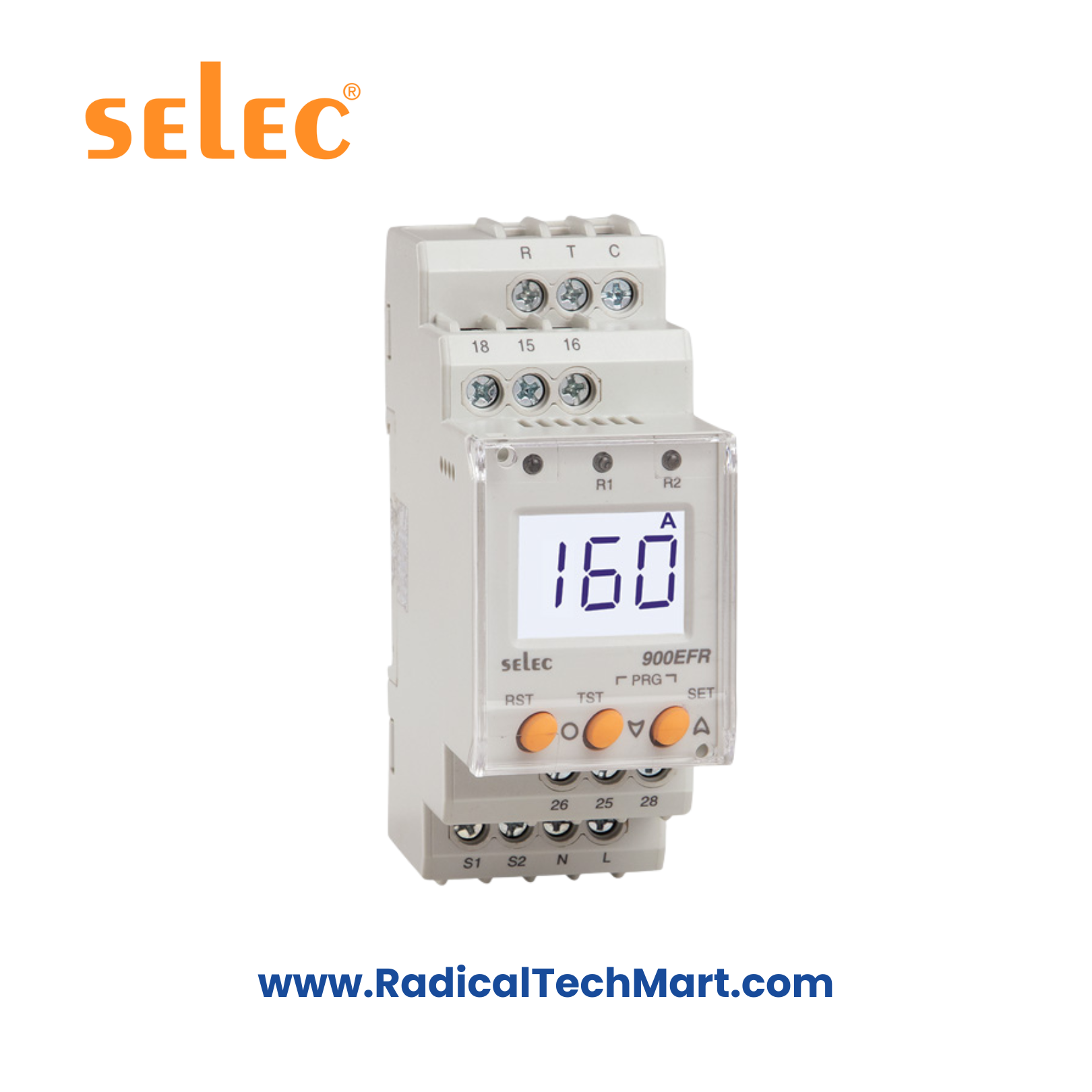Selec 900EFR Earth Fault Relay – Compact DIN Rail Mount Device for Electrical Protection