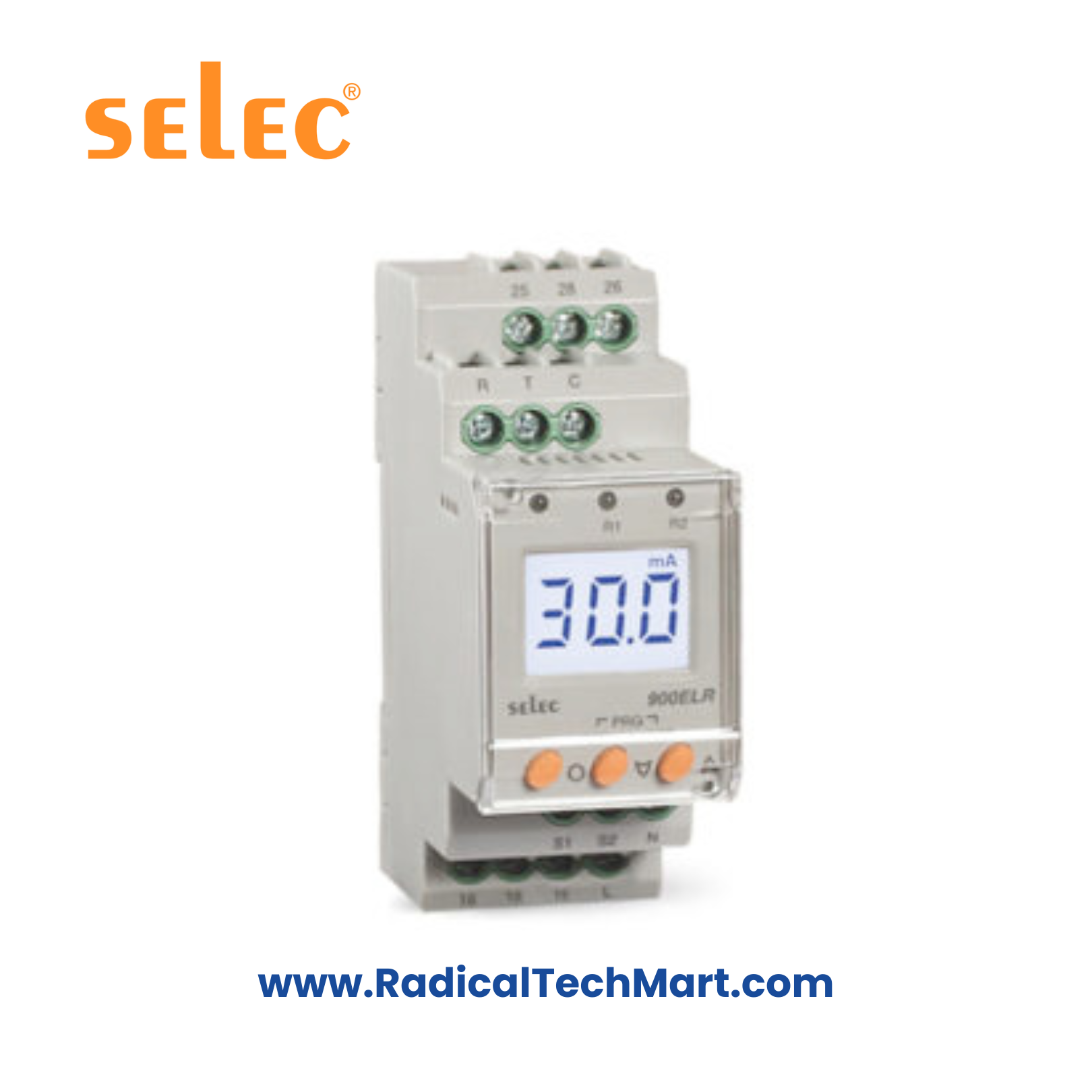 Digital Earth Leakage Relay, Din Rail by Selec for 1 and 3-phase systems.