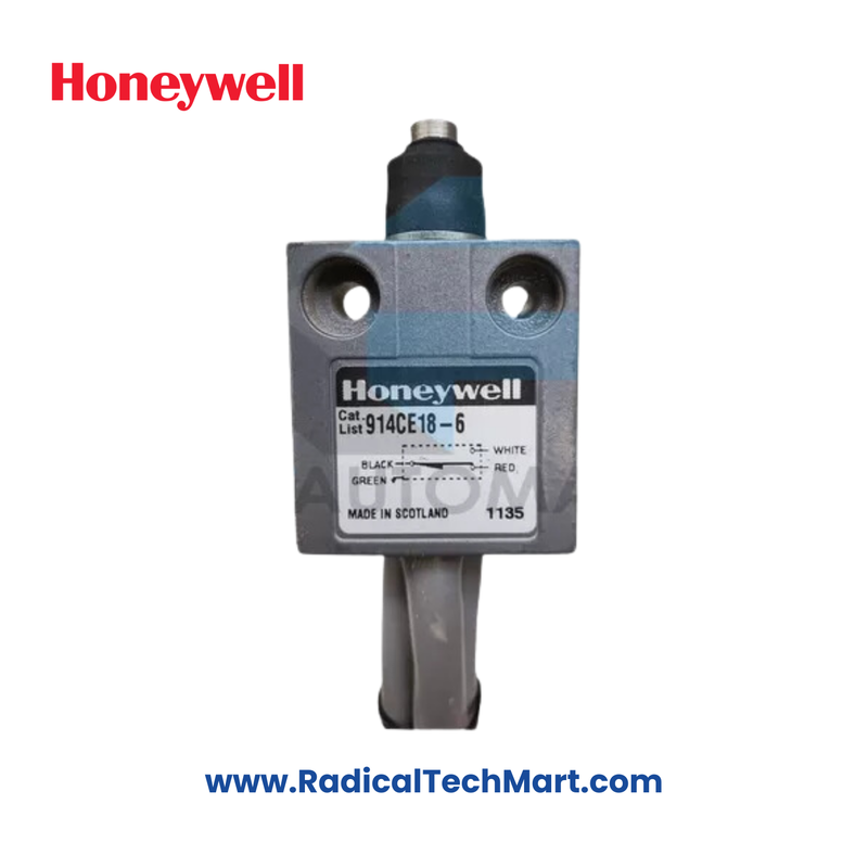 Honeywell 914CE18-6 Limit Switch with Top Pin Plunger and Boot Seal – 6 Ft Cable