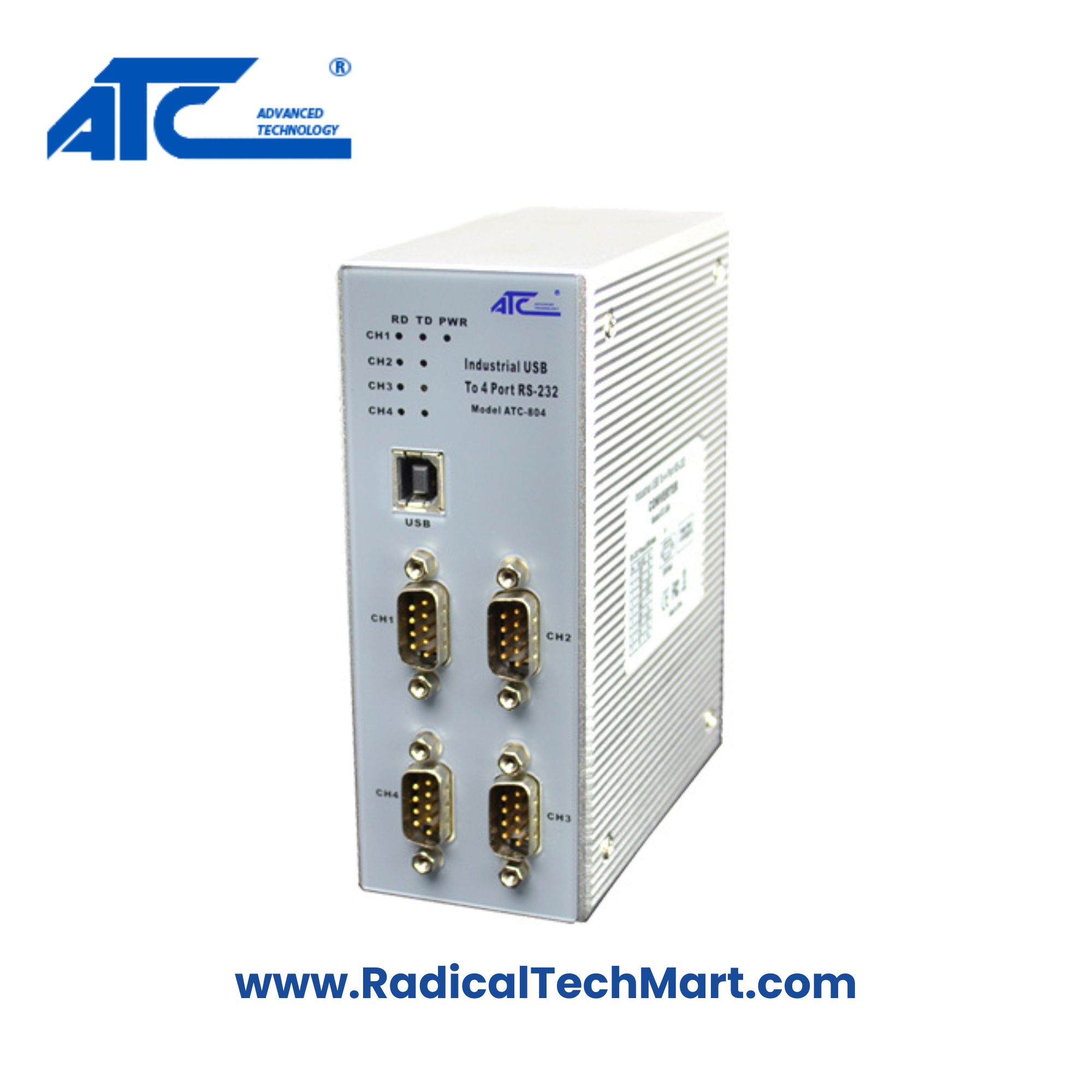 ATC-804 USB to 4-Port RS232 Converter – Industrial Serial Adapter ATC-804 USB to 4-Port RS232 Converter – Industrial Serial Adapter