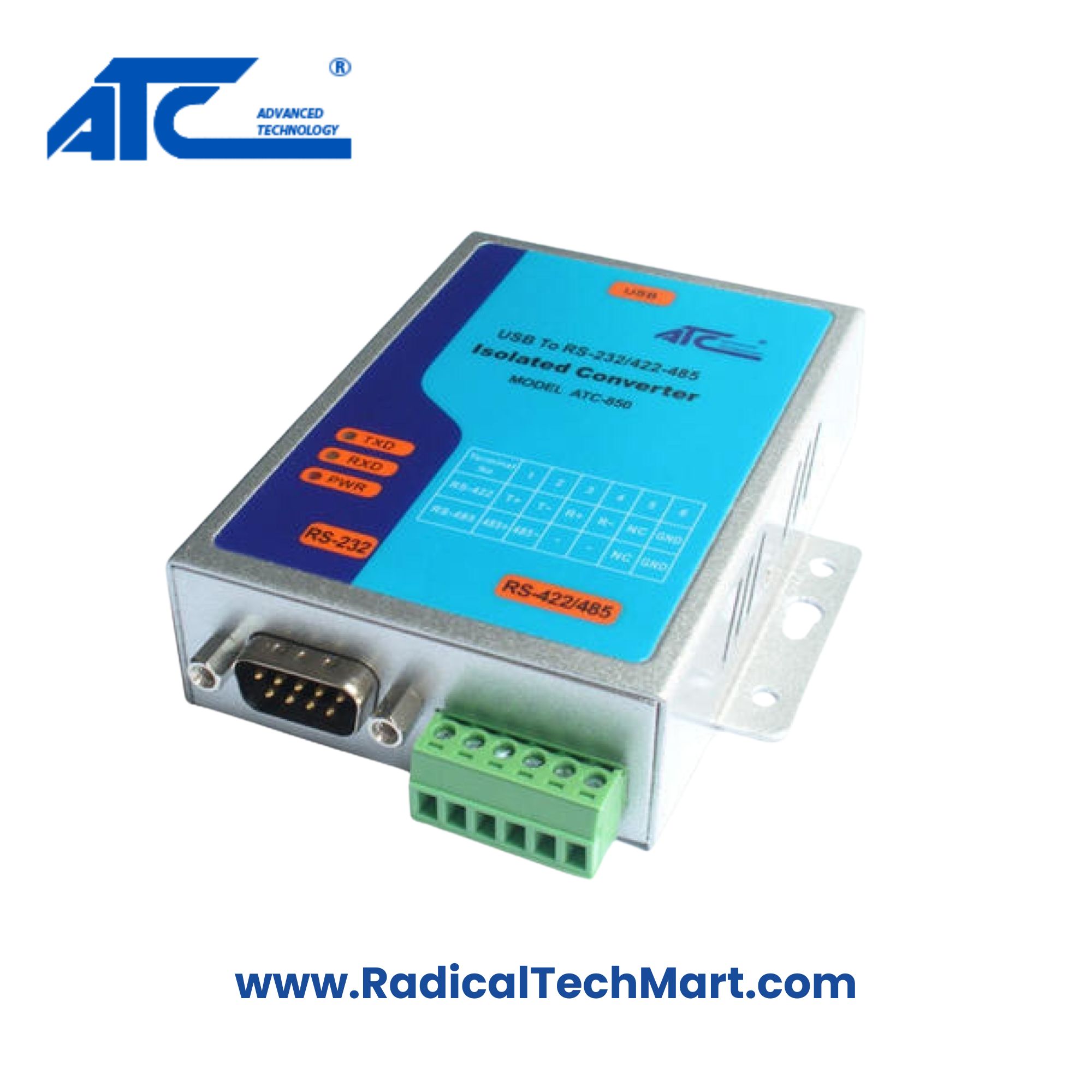 ATC-850 High-Speed USB to RS-232/422/485 Converter with Isolation and Surge Protection ATC-850 High-Speed USB to RS-232/422/485 Converter with Isolation and Surge Protection