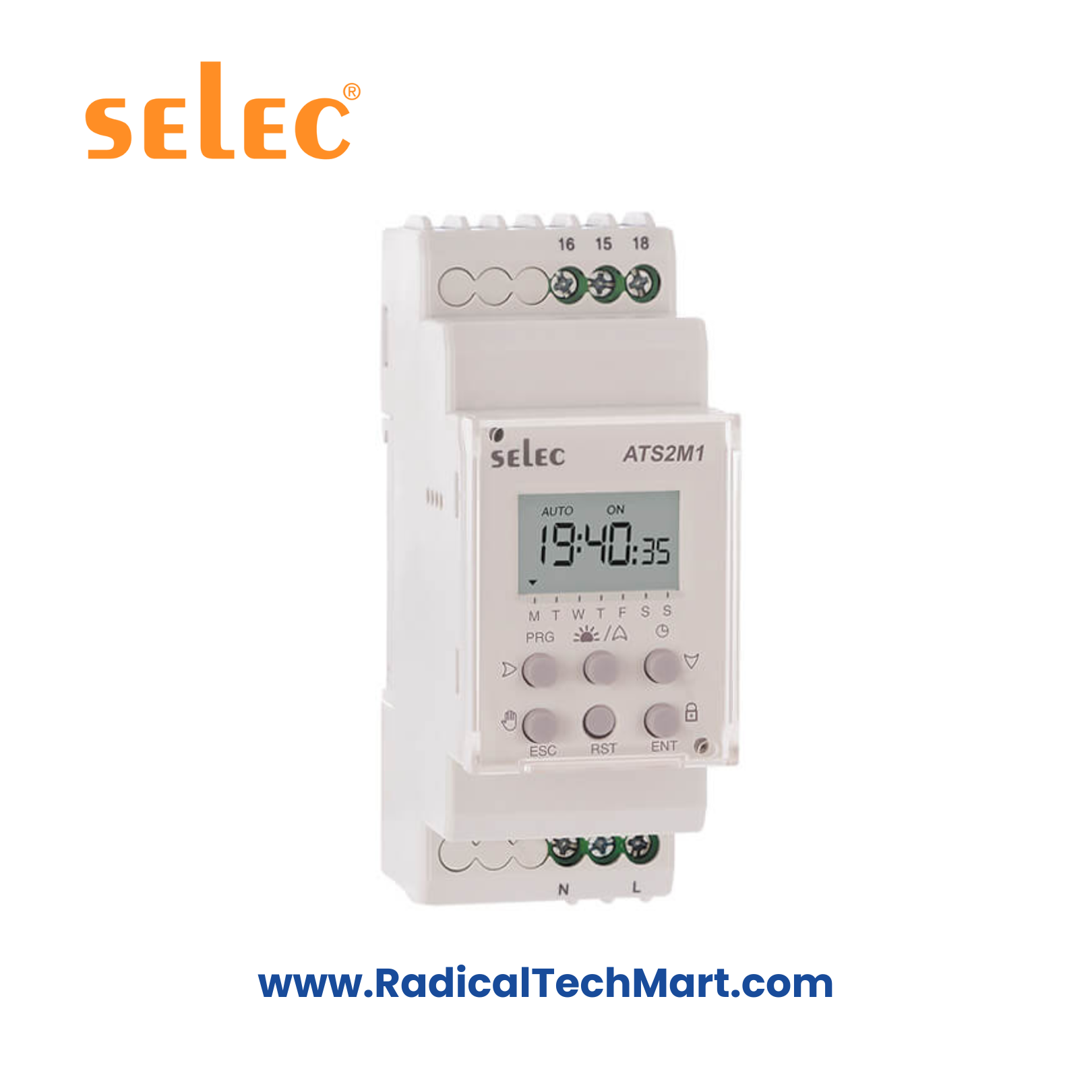 External Ats Timer Selec ATS2M1-1-16A Astronomical Timer | 16A DIN Rail