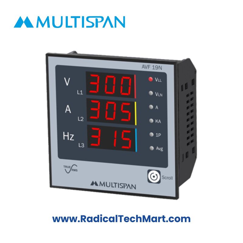 Multispan AVF-19N 3-Phase Digital Multifunction Meter with LED Display Multispan AVF-19N 3-Phase Digital Multifunction Meter with LED Display
