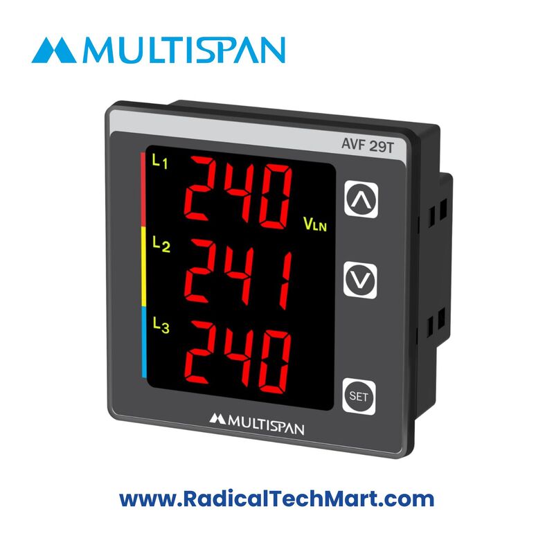 Multispan AVF-29T Digital 3-Phase AVF Meter Front View