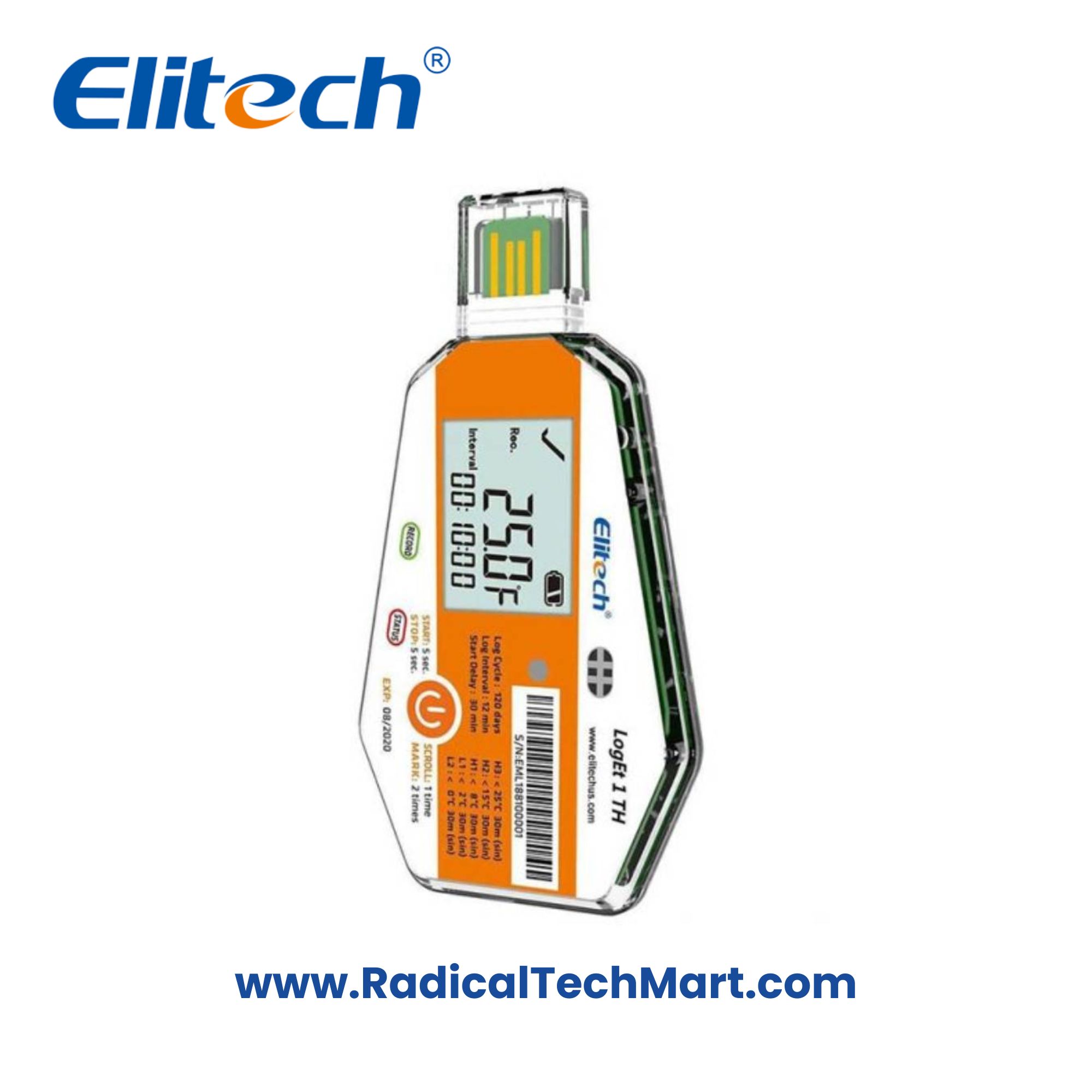 Elitech LogEt 1TH Single-use USB Temperature and Humidity Data Logger