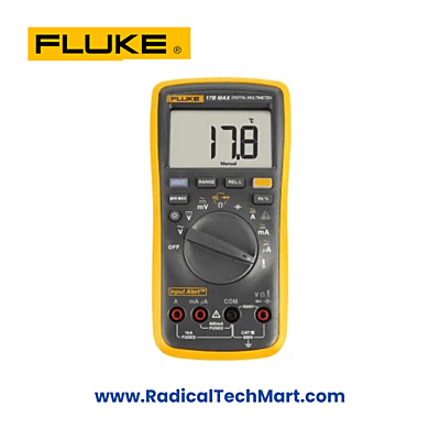 Fluke 17B MAX Digital Multimeter with test leads and backlit LCD