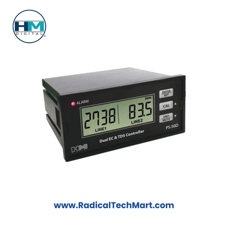 HM Digital PS-50D Dual Line TDS/EC Controller with Dual Sensor and Tri-Color LCD