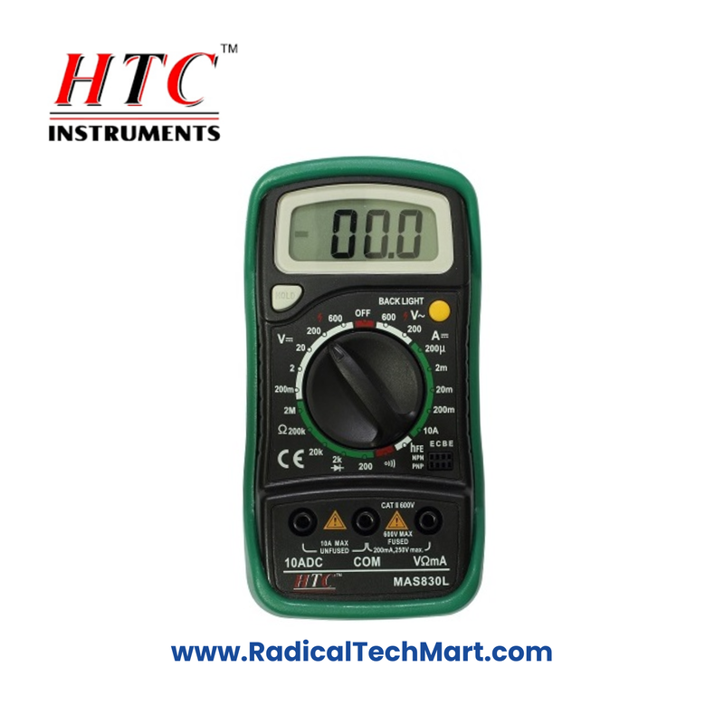 HTC DM-830L Digit Manual Multimeter with Backlight and Accessories HTC DM-830L Digit Manual Multimeter with Backlight and Accessories
