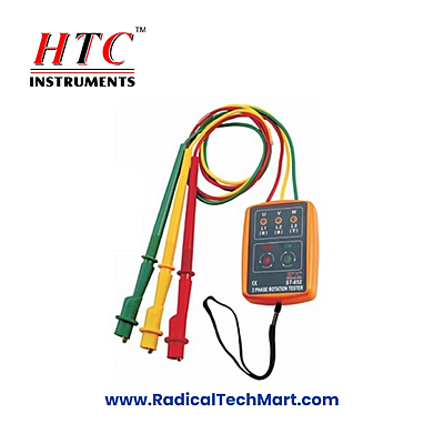 HTC ST-852 Phase Sequence and Open Phase Detector – Front View with Accessories