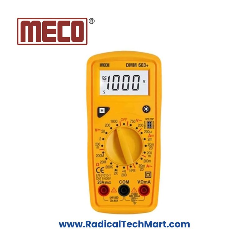 MECO DMM 603+ 3½ Digit 2000 Counts Digital Multimeter Front View MECO DMM 603+ 3½ Digit 2000 Counts Digital Multimeter Front View
