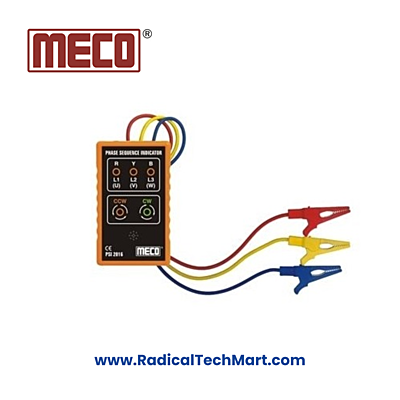 Meco Phase Sequence Indicator with Test Leads and Carrying Case