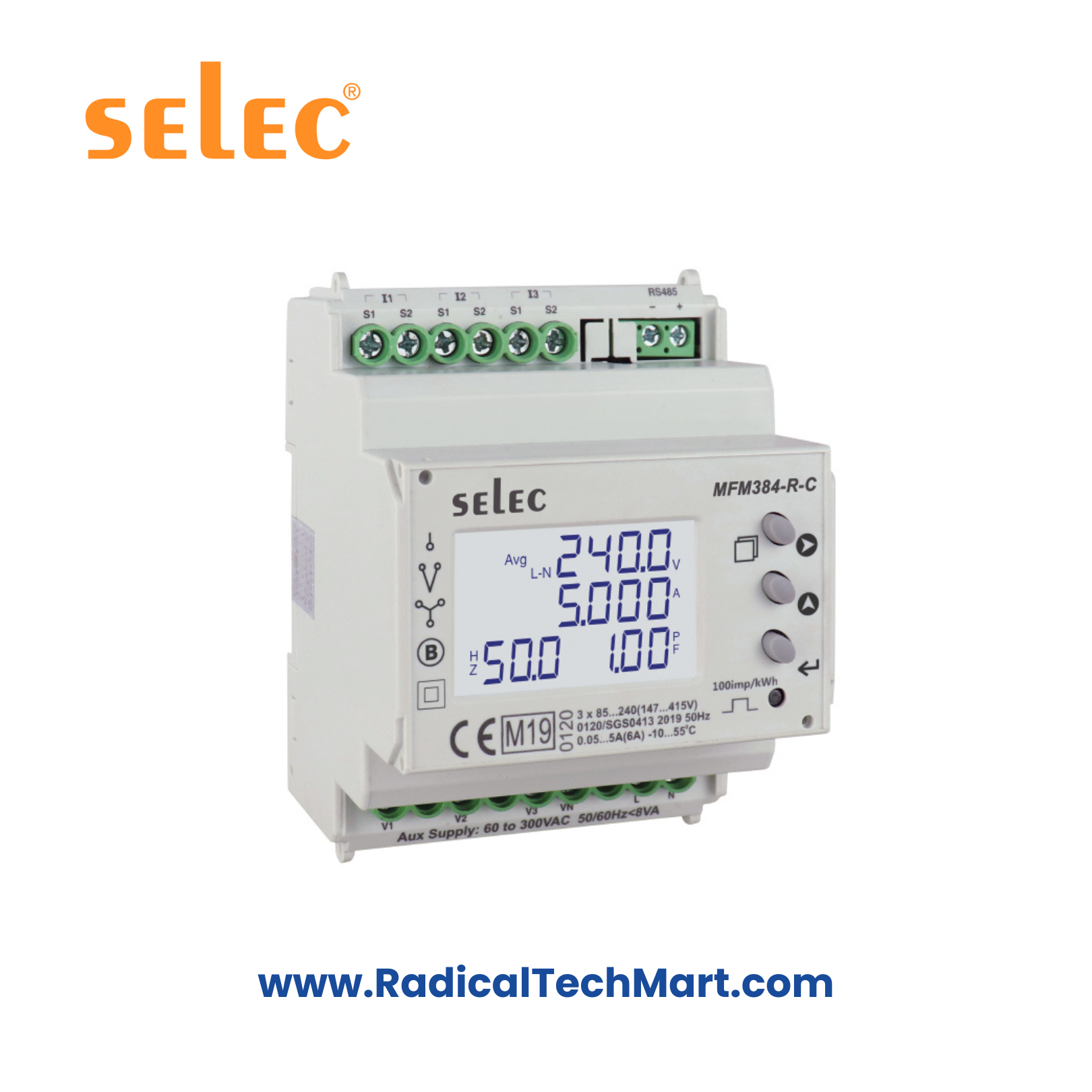 Selec MFM384-R-C Multifunction Meter with LCD display for energy monitoring