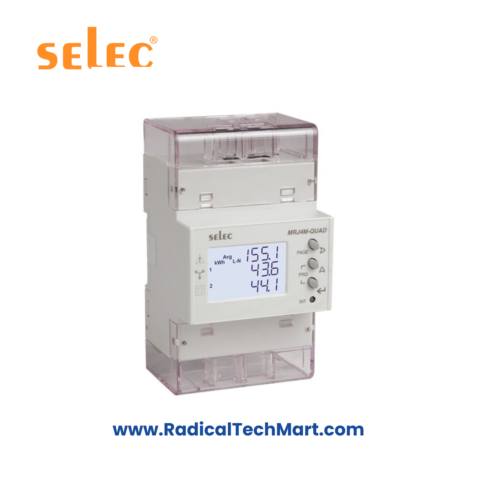Selec MRJ4M-QUAD Four Channel Rail Mount Multifunction Energy Meter with Plug-n-Wire CTs