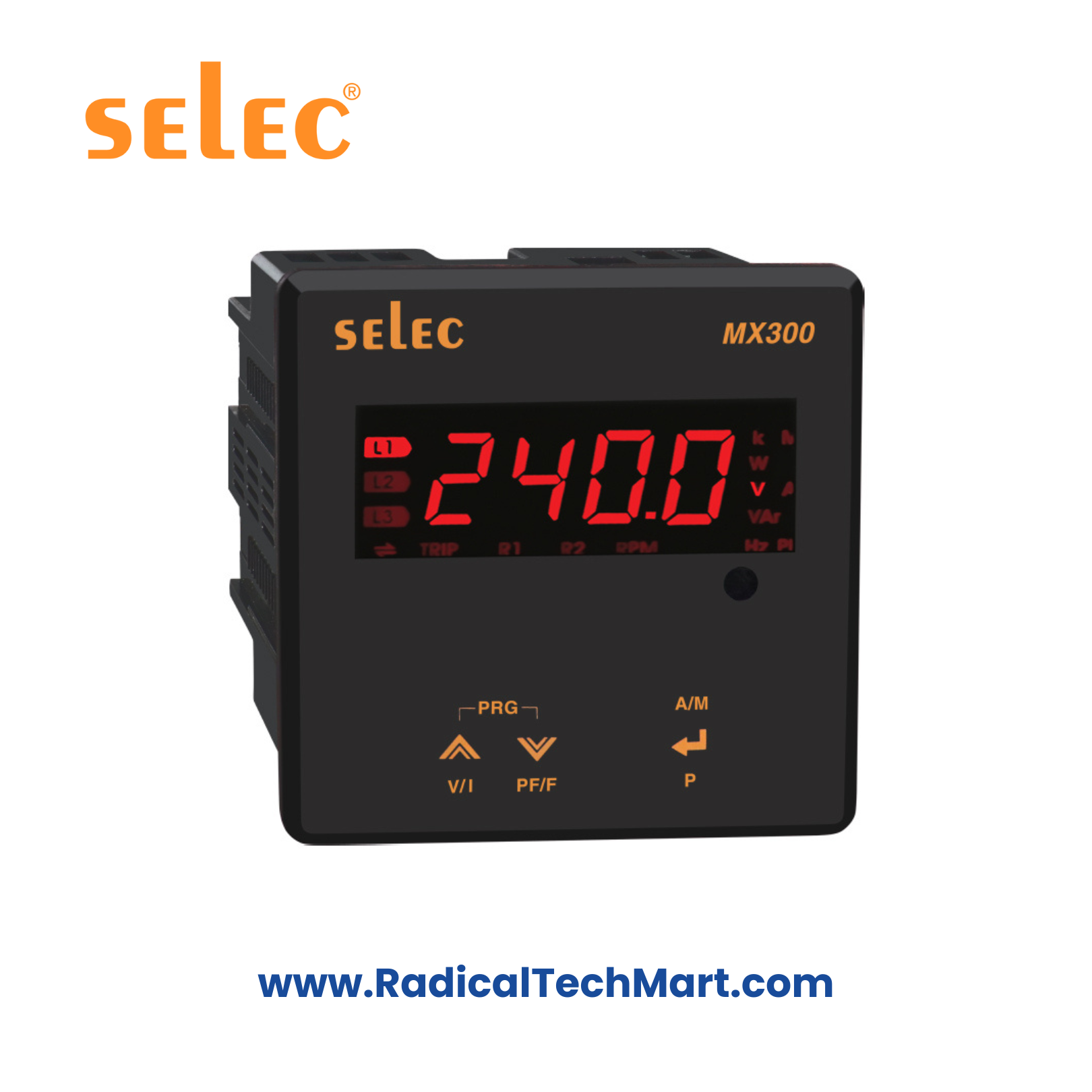 Selec MX300 LED Multifunction Meter 96x96mm Front View