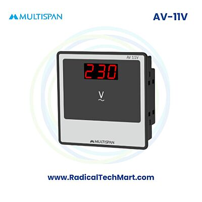 Multispan AV-V Series Digital Voltmeter | 30–500V AC | 3-Digit LED Display | Panel Mount
