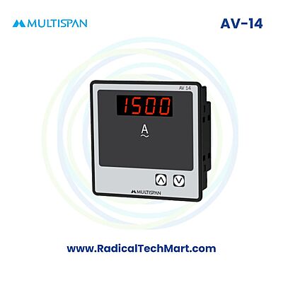 Multispan AV Series Digital Ampere Meter | Programmable CT | Single Phase | Panel Mount

