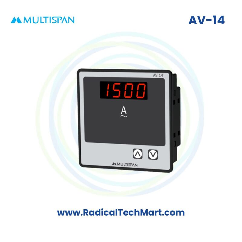 Multispan AV Series Digital Ampere Meter | Programmable CT | Single Phase | Panel Mount
