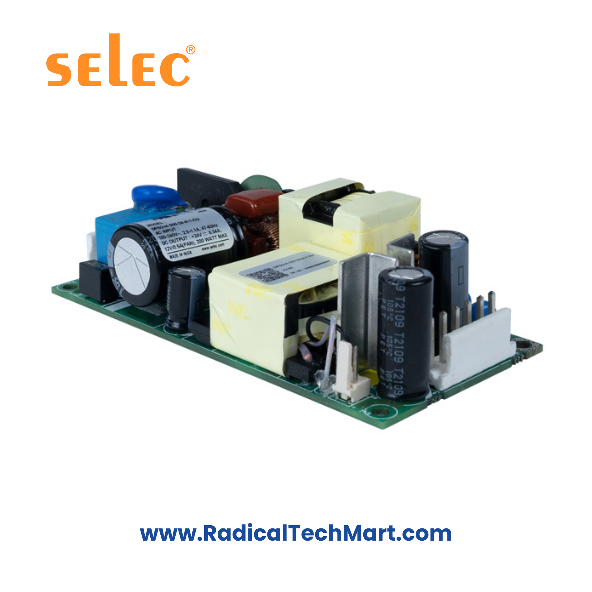 Selec OPS 200W Series open-frame power supply front view