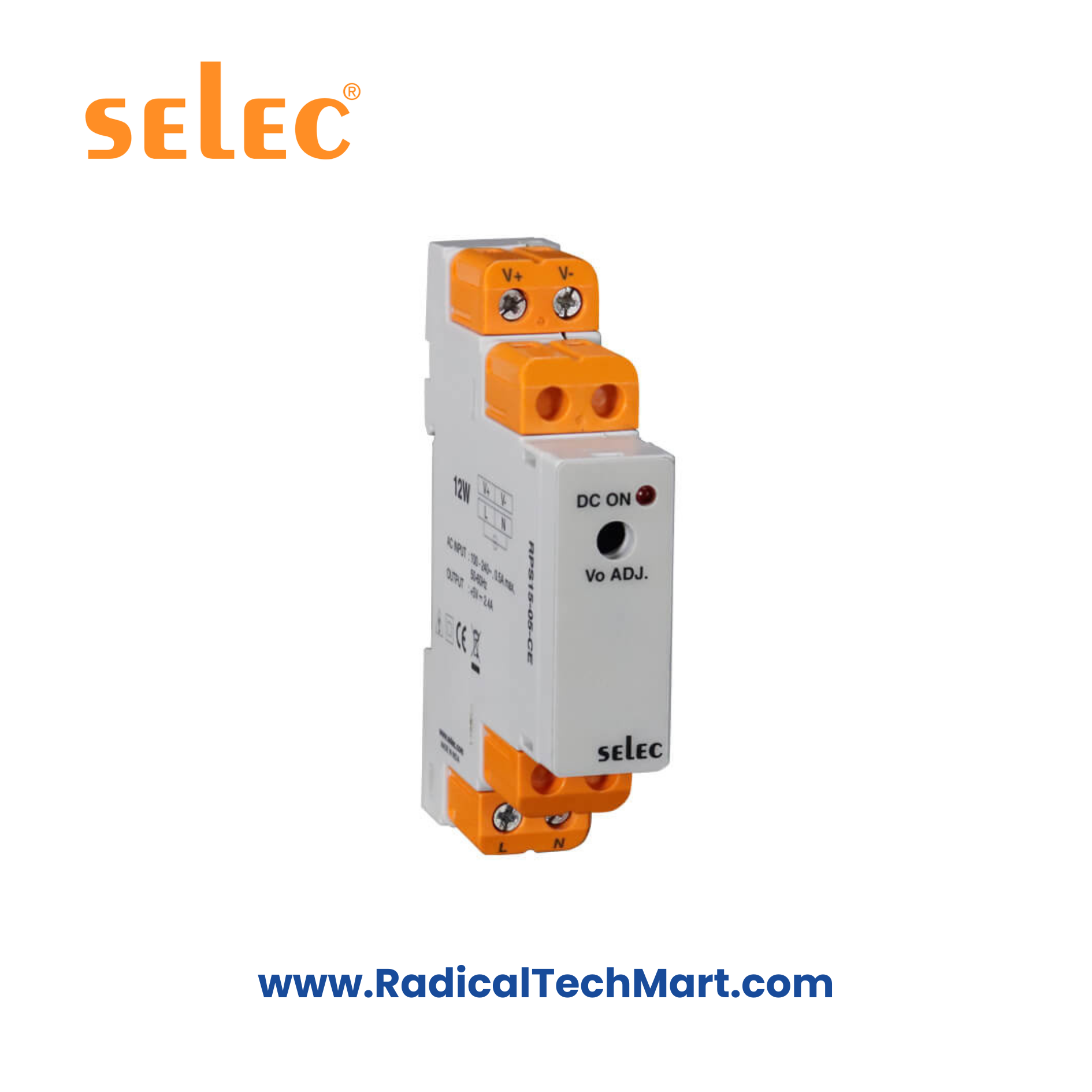Selec RPS15 15W DIN Rail Mount Power Supply