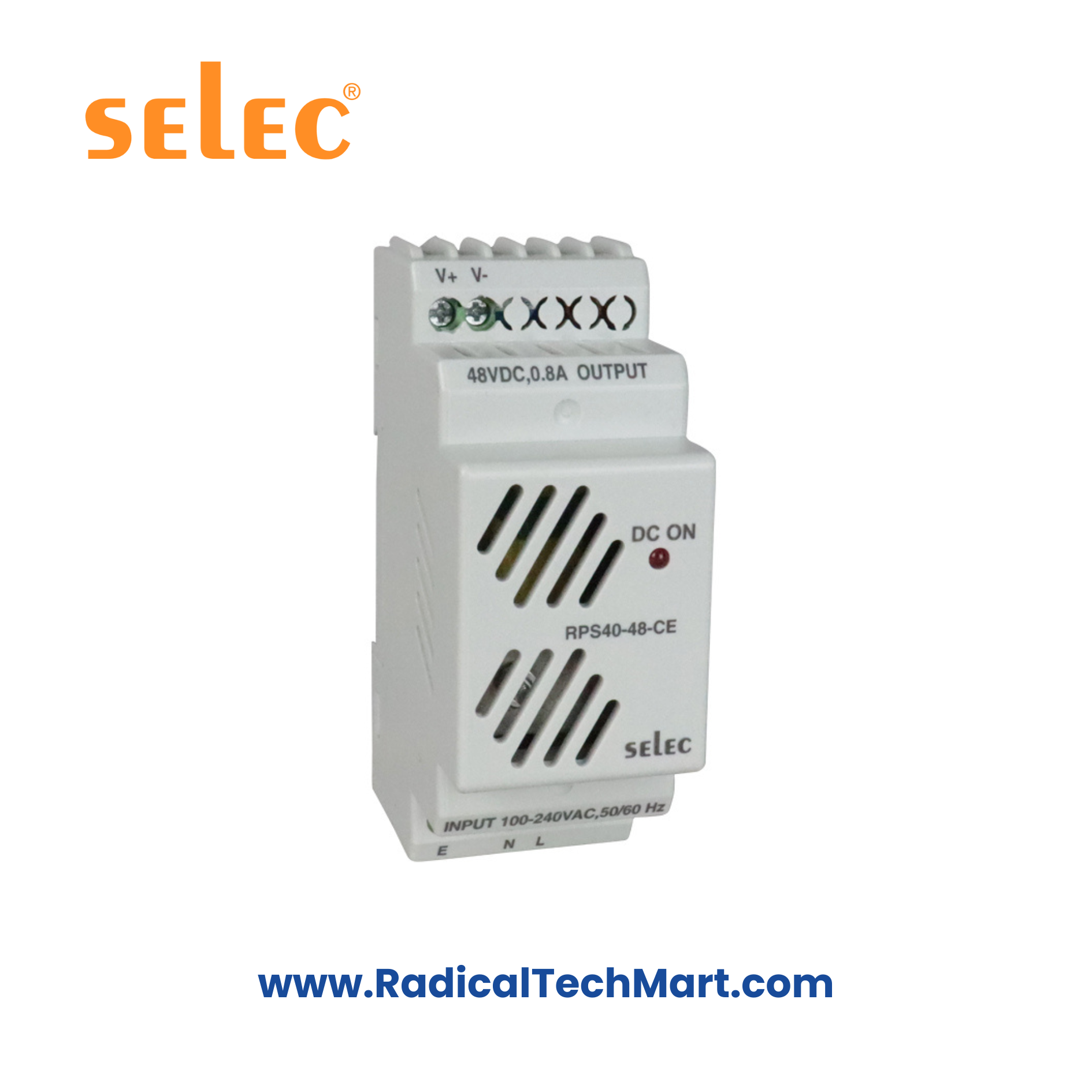 Selec RPS40 DIN Rail Mount 40W Power Supply - Industrial Grade Selec RPS40 DIN Rail Mount 40W Power Supply - Industrial Grade