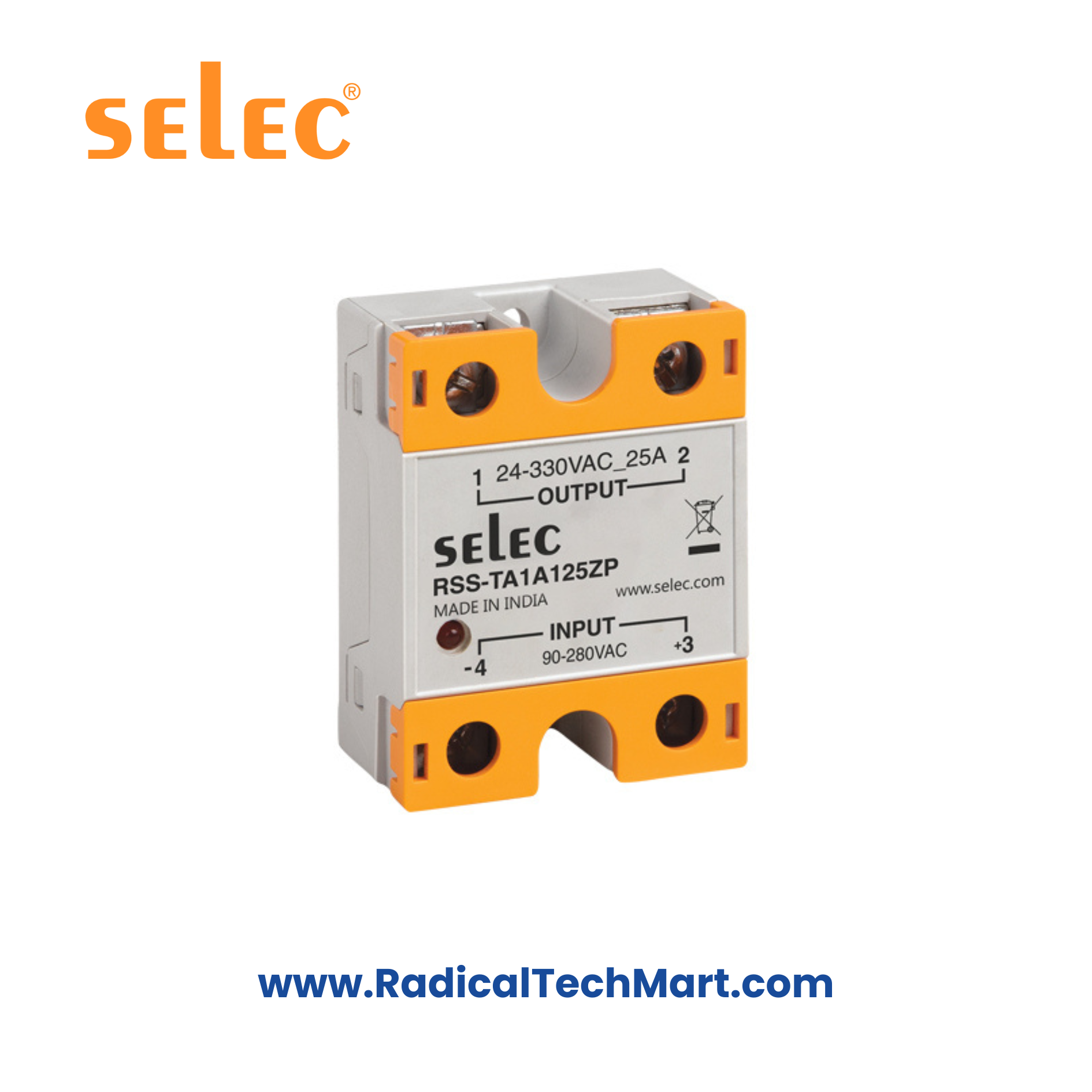 Selec RSS-TA1A125ZP Solid State Relay 25A AC Input AC Output
