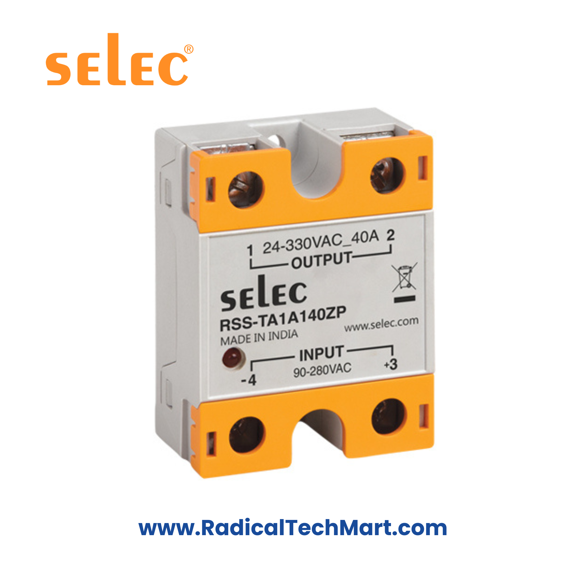 Selec RSS-TA1A140ZP Solid State Relay - AC Input, AC Output, 40A