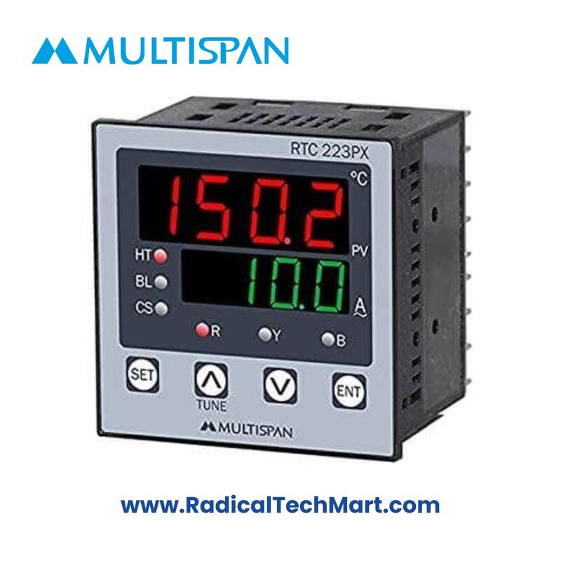 Multispan RTC 223PX Temperature Controller – 72x72mm On/Off Controller with Relay/SSR Output Multispan RTC 223PX Temperature Controller – 72x72mm On/Off Controller with Relay/SSR Output