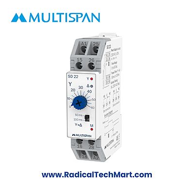 Multispan SD-22 Star Delta Timer with 0–60 sec time range and dual relay output