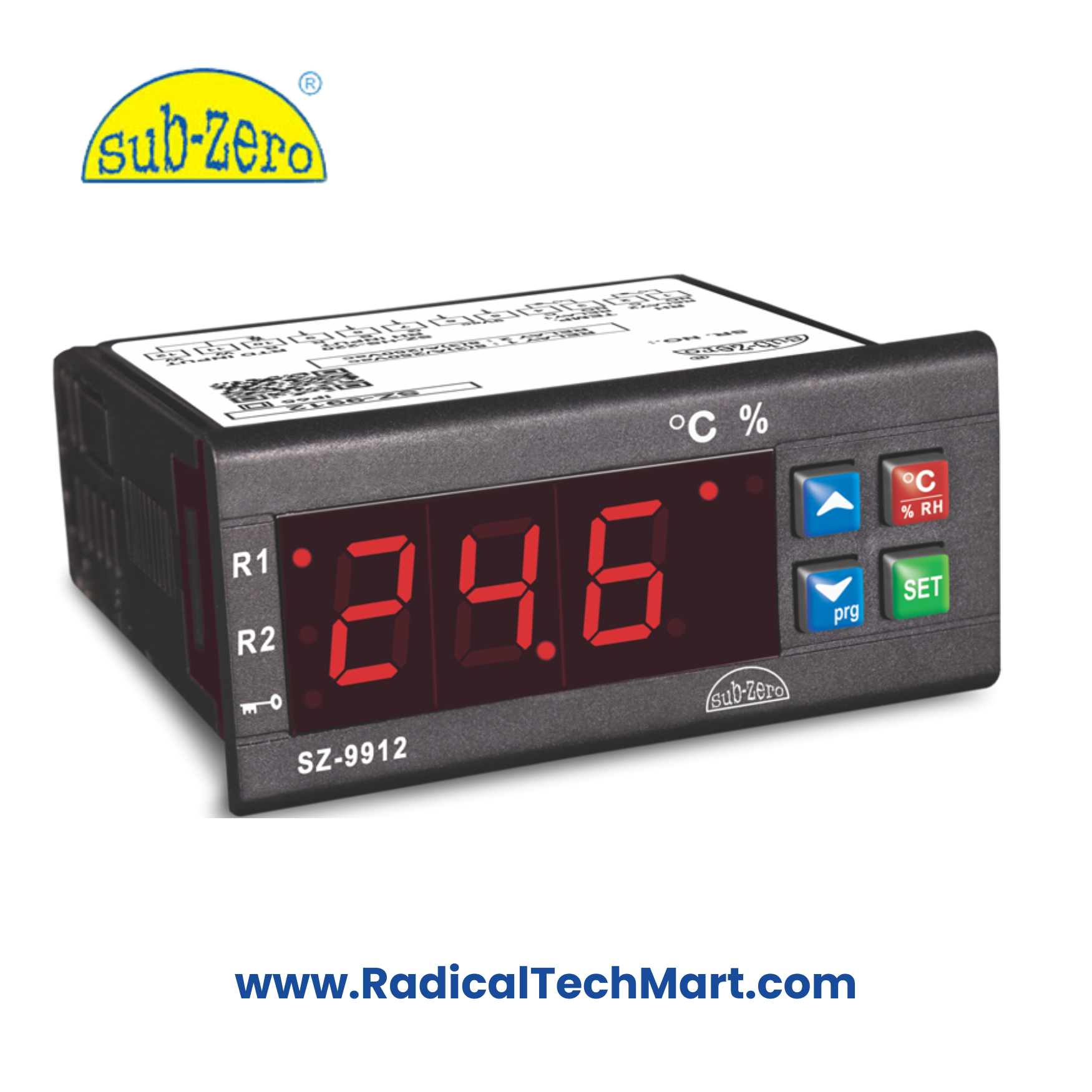 Subzero SZ-9912 Digital Temperature & Humidity Indicator Front View