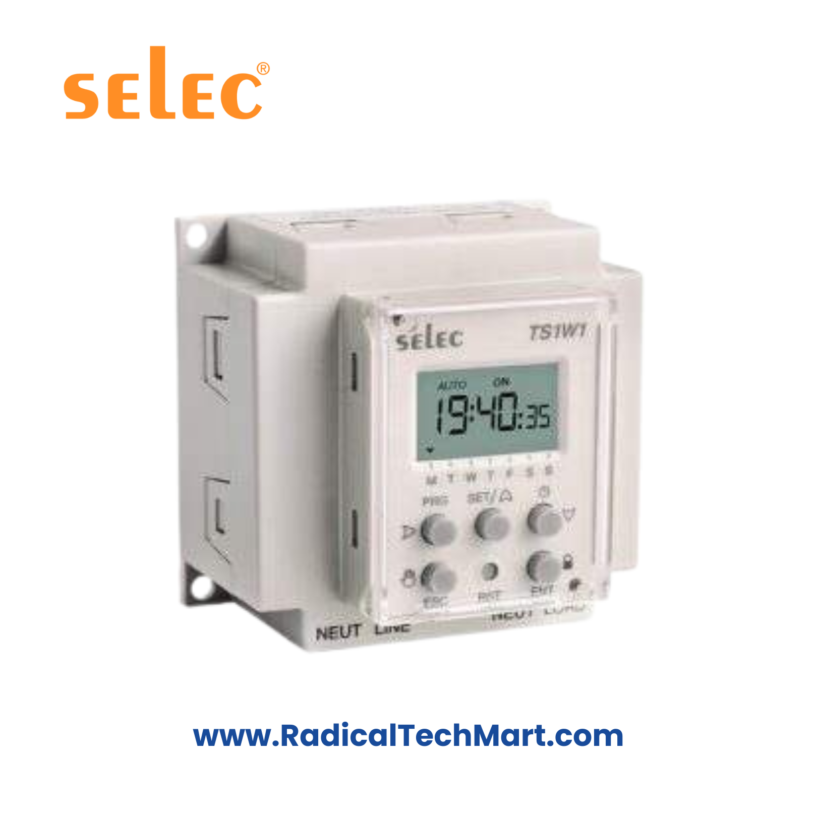 Selec TS1W1-1-20A Wall Mount Daily/Weekly Time Switch | Front View