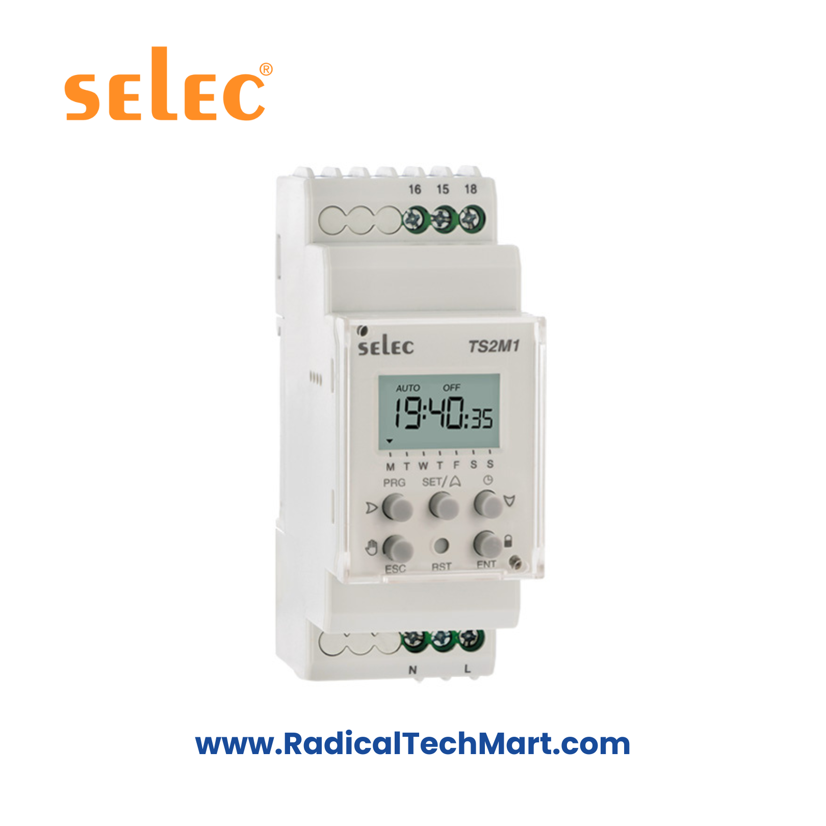 Selec TS2M1-1-16A DIN Rail Time Switch Front View