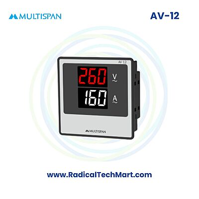 Multispan AV Series Amp + Volt Meter | 30A Direct + 500V AC | Dual LED Display | Panel Mount