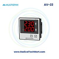 Multispan AV Series Amp + Volt Meter | 30A Direct + 500V AC | Dual LED Display | Panel Mount