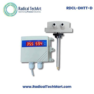 Duct-Mount Temperature and Humidity Transmitter with Display