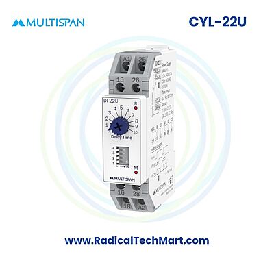 Multispan CYL-22U Cyclic Timer | 0.1 Sec to 10 Hr | Universal Supply | DIN Rail Mount