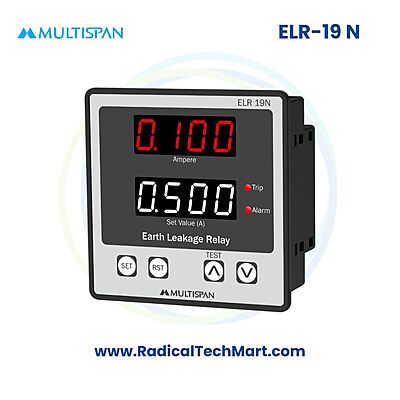 Multispan ELR-19N Earth Leakage Relay | 30mA–30A | Panel Mount | LED Indication
