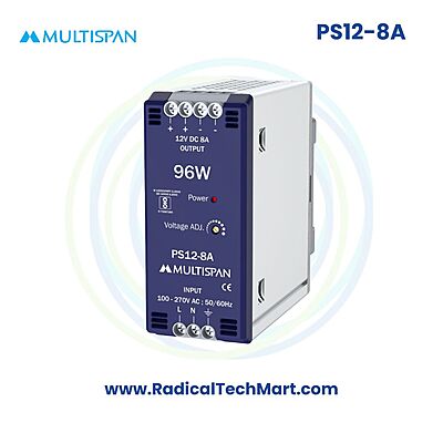 Multispan PS12 Series SMPS | 12V DC | 1A / 2A / 5A / 8A | 12W–96W | Industrial Power Supply
