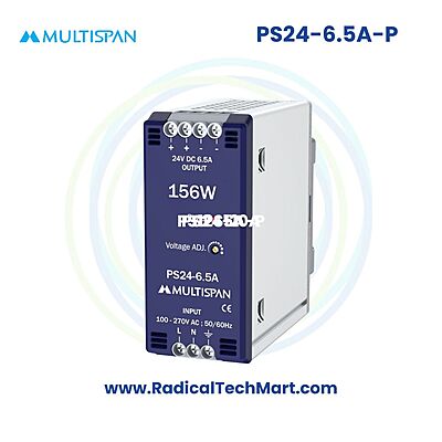 Multispan PS24 Series SMPS | 24V DC | 1A to 10A | 24W–240W | Plastic Body | DIN Rail Power Supply

