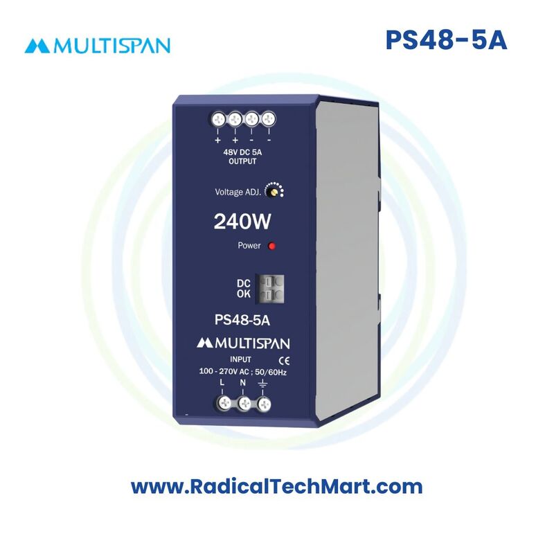 Multispan PS48-2.5A SMPS | 48V DC | 2.5A Output | 120W | DIN Rail | Industrial Power Supply
