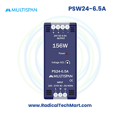 Multispan PSW Series SMPS | 24V & 12V DC | 3A to 6.5A | DIN Rail | Compact Industrial Power Supply
