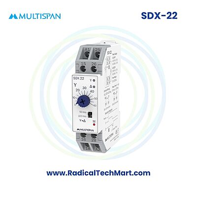 Multispan SDX-22 Star Delta Timer | 0–60 Sec Delay | Dual Relay | 230V/415V
