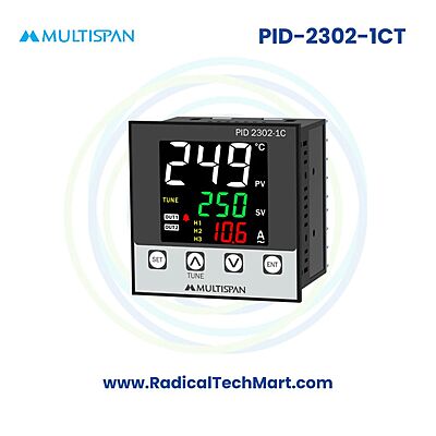 Multispan PID-2300 Series PID Controller with Ampere Indication | 1–3 Relay Outputs | J/K Input | 30A/60A CT
