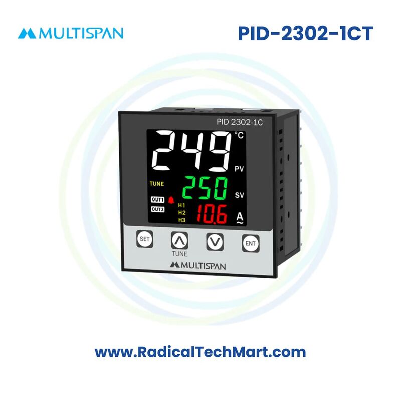 Multispan PID-2300 Series PID Controller with Ampere Indication | 1–3 Relay Outputs | J/K Input | 30A/60A CT
Multispan PID-2300 Series PID Controller with Ampere Indication | 1–3 Relay Outputs | J/K Input | 30A/60A CT